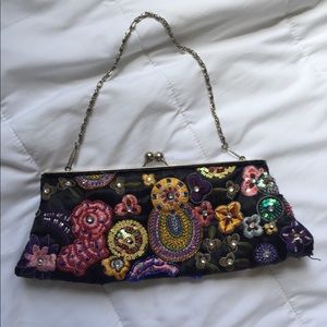 Colorful embroidered clutch purse